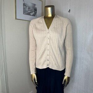 VTG Mendocino Sweater Women's Cardigan Long Sleeve Cable Knit Small Ivory Cream